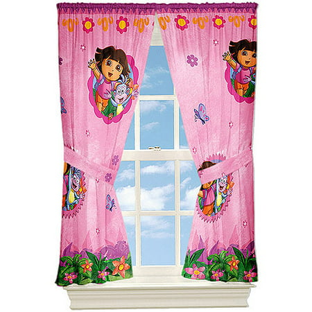 licensed dora fun girls bedroom curtains in 63" - walmart
