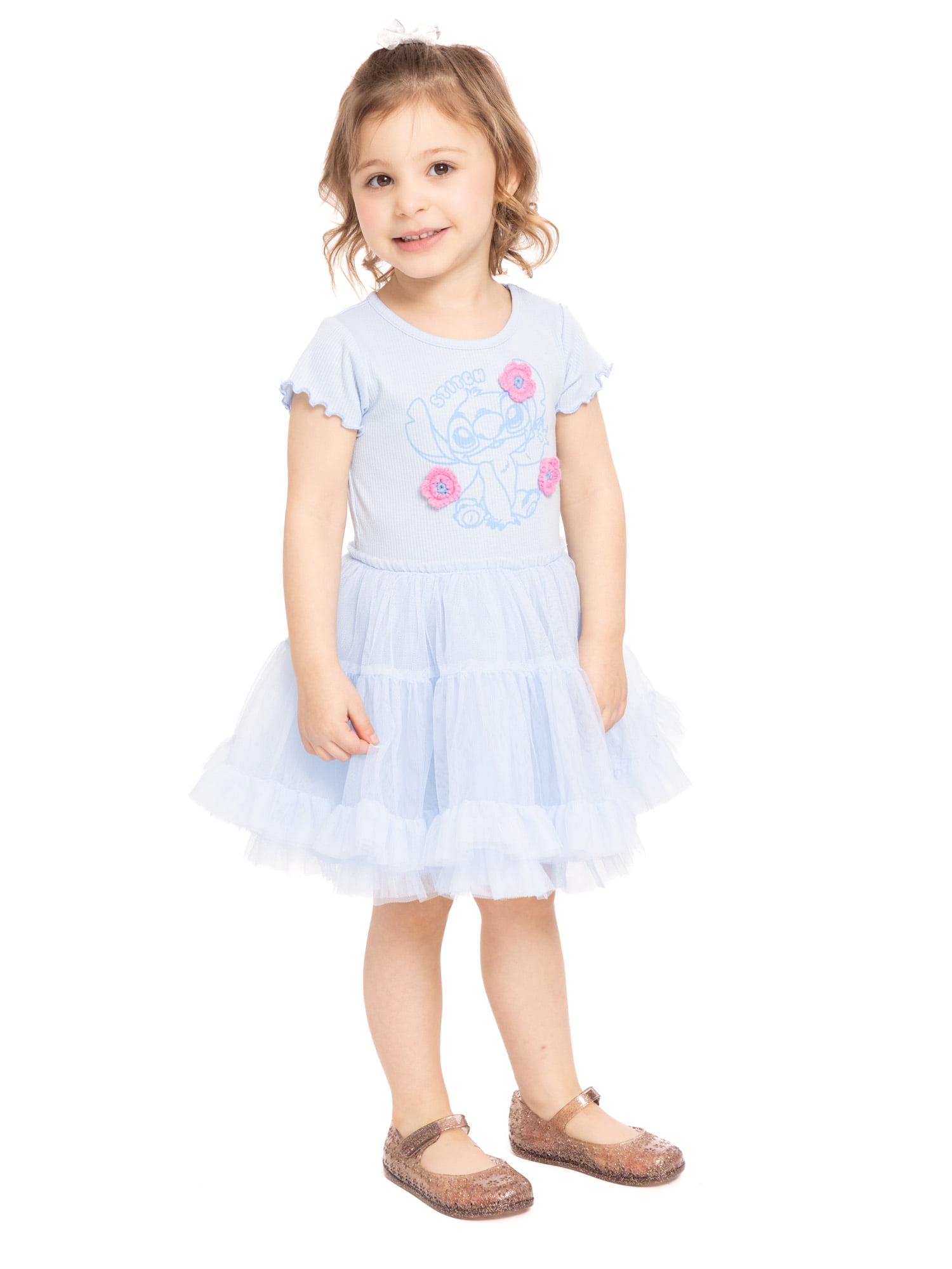 Stitch Toddler Girls Graphic Tutu Dress with Short Sleeves, Sizes 12M-5T