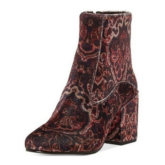 Lucky Brand Rainns Block Heel Black Multi Velvet Pointed Toe Fashion Ankle Boots (Black Multi, 5.5)