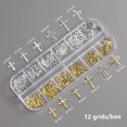 thumbnail image 2 of Colgantes para uñas FSProNail 3D Cross, aleación de metal dorado y plateado, 2 of 7