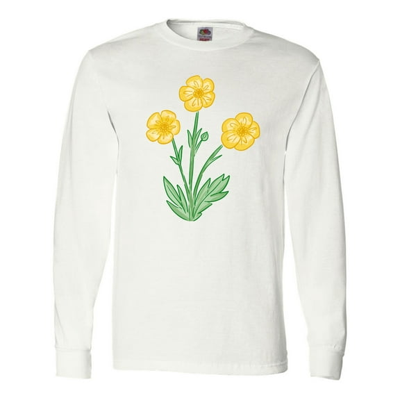 Inktastic Yellow Buttercup Flowers Long Sleeve T-Shirt