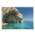 thumbnail image 1 of Greece Cutting Board, Sea Cave on Zakynthos Island Greece Vacation Relaxing Seascape Coastline Picture, Decorative Tempered Glass Cutting and Serving Board, Large Size, Tan Pale Blue, by Ambesonne, 1 of 1