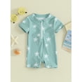 thumbnail image 2 of Toddler Baby Boy One Piece Swimsuit Short Sleeve Zipper Bathing Suit Rash Guard Swimwear Beach Wear, 2 of 9