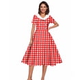 thumbnail image 5 of Iyufng Women's Checkered Printed Dresses Hepburn-Style Dress Fitted Waist Button-Down Dress, 5 of 6