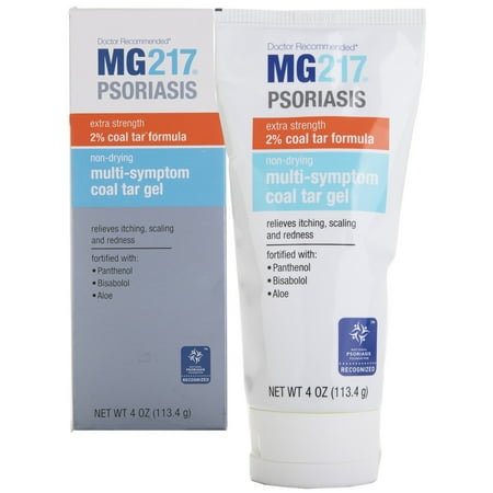 MG217 2% Coal Tar Psoriasis Gel, Non-Drying Multi-Symptom Treatment - 4 oz Tube