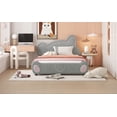 thumbnail image 2 of Full Size Velvet Platform Bed with Storage Pocket, Gray, for Bedroom, 2 of 13