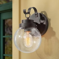 LNC 1-Light Modern/Contemporary 10-in Rustic Bronze Seeded Glass Globe Outdoor Wall Light