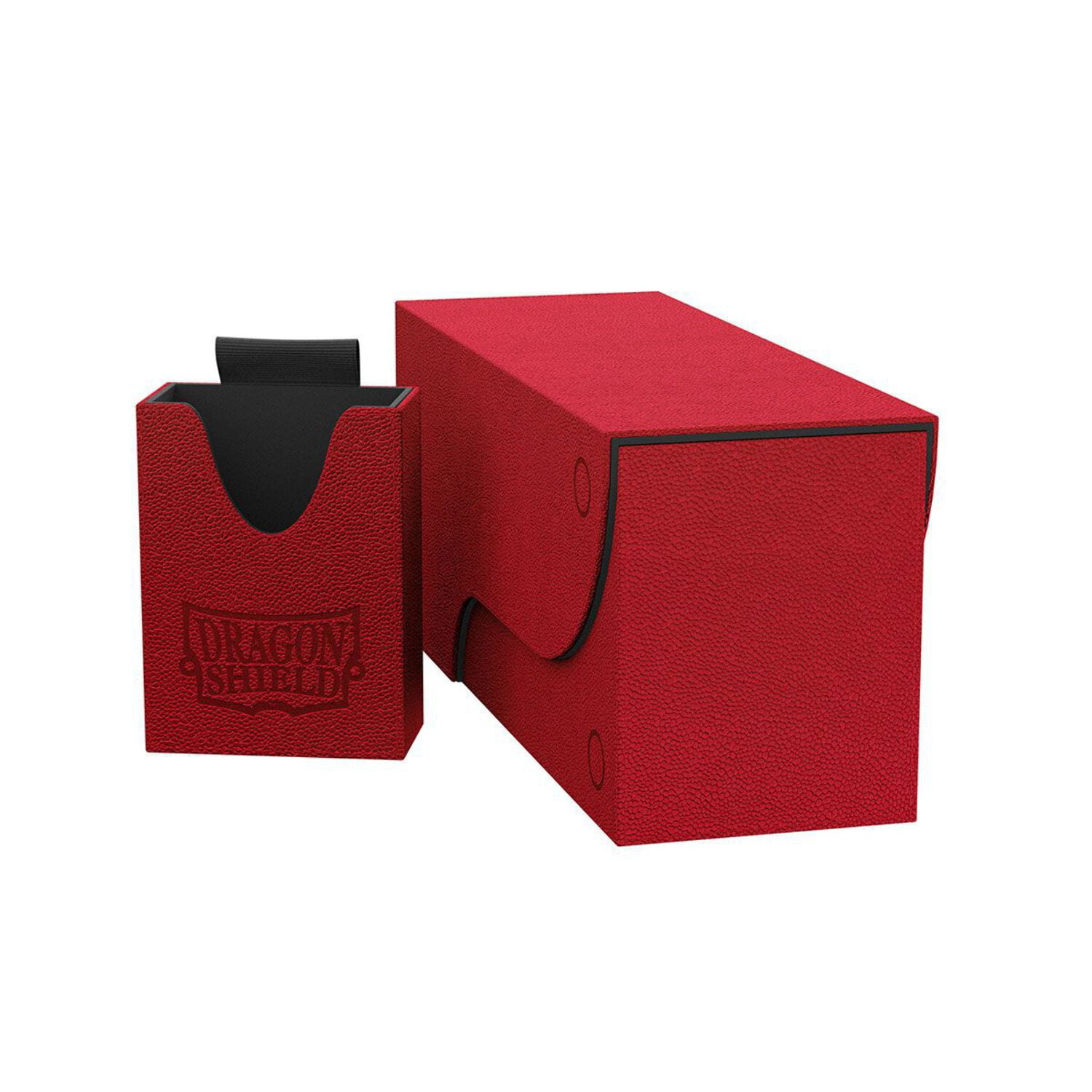Dragon Shield Nest 300+ Plus Red & Black Durable Magnetic Leather Deck & Dice Box Case Protector