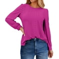 thumbnail image 3 of Fantaslook Eyelet Blouses for Women Dressy Casual Long Sleeve Shirts Crew Neck Fall Trendy Tops, 3 of 8