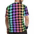 thumbnail image 3 of T Shirt For Men Pastel Houndstooth Sportswear T-Shirt Summer Rainbow Print Fashion Tee Shirt For Mal, 3 of 7