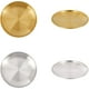 thumbnail image 1 of Juego de 4 platos planos redondos de acero inoxidable, color platino dorado mate, ideales para la cena, aperitivos y camping., 1 of 8