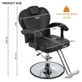thumbnail image 3 of Heavy-Duty Steel Frame PU Leather 360° Rotation Hydraulic Pump Reclining Barber Chair Salon Equipment Stylist, Black 330lbs, 3 of 10