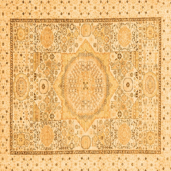 Ahgly Company Indoor Square Abstract Orange Modern Area Rugs, 5' Square
