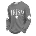 thumbnail image 4 of Jinhomg Men Waffle Workout Top Shirt for Men Long Sleeve Shamrock Graphic Sweatshirt Irish Crewneck Atheletic Gym Shirts Gray,S, 4 of 4
