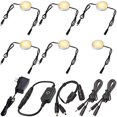 thumbnail image 2 of Lvyinyin Display Cases Lighting Kit, Linkable Round LED Under Cabinet Puck Lights, 0.3 Inch Low Profile Aluminum Lamp Shell, Touch Dimmable, Y-Splitter, Black Cable, 6 Lights, Warm White 2700K, 2 of 4