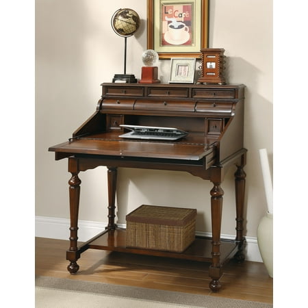 Transitional Secretary Computer Writing Desk Fold Out Tray Drawers