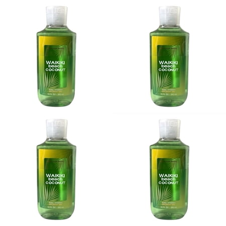 Four 4x (4) Bath and Body Works Waikiki Beach Coconut Shower Gel Wash Aloe 10 Oz