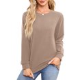 thumbnail image 6 of Fancyglim Women Sweatshirts Crew Neck Long Sleeve Tunic Tops Casual Pullover with Pockets Khaki S, 6 of 6