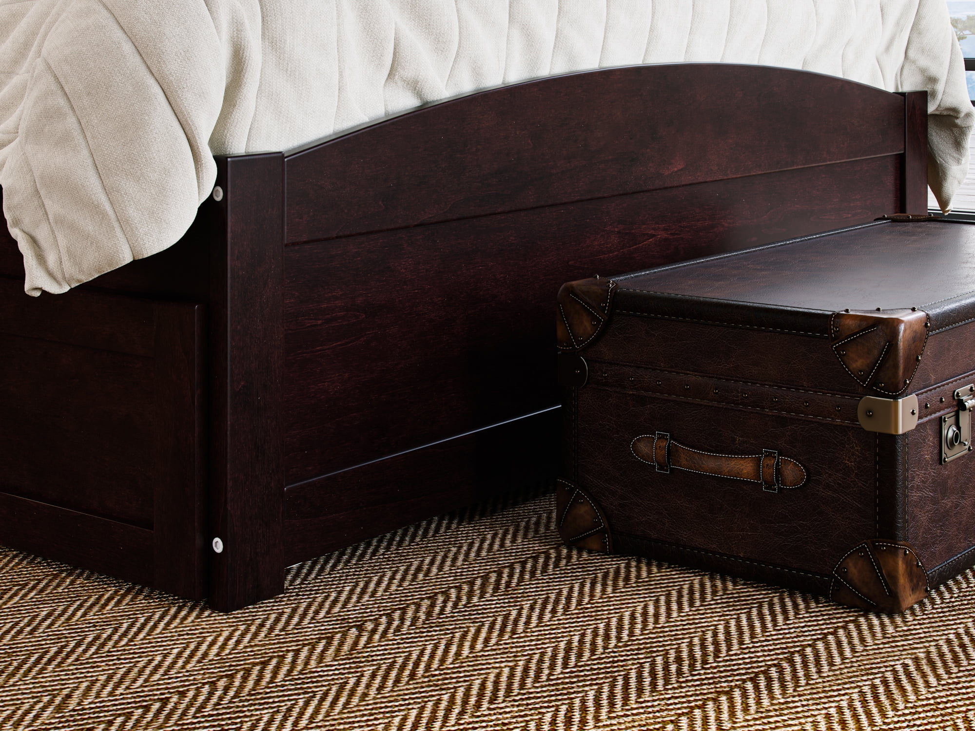 AFI Warren Full Wood Platform Bed with Headboard Footboard & Twin Trundle, Espresso