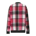 thumbnail image 4 of Women's Flannel Shirt Zip up Long Sleeve Plaid Shacket Loose Fit Casual Jacket Red L, 4 of 5