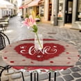 thumbnail image 4 of Valentine's Day Fitted Tablecloth with Elastic Edged, Round Table Cloth for Dining Table, Red Love Heart Roses Romantic Vintage Waterproof Oil Proof Table Cover for Indoor Outdoor 36"-44", 4 of 8
