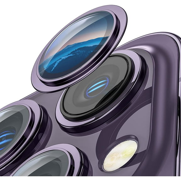 [Upgrade] for iPhone 14 Pro Max / iPhone 14 Pro Camera Lens Protector,[Ultra Thin Camera Sticker][Case Friendly]HD Tempered Glass Screen Protector Cover FilmDeep Purple