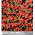thumbnail image 1 of Soimoi polyester Crepe Fabric Holly Leaves & Floral Print Fabric by Yard 52 Inch Wide, 1 of 3