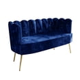 thumbnail image 6 of Castle Place Modern Luxury Upholstered Velvet Love Seat with Bench and Coffee Table, Navy Blue, 6 of 9
