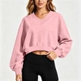 thumbnail image 4 of Cropped Hoodie for Womens Casual Crewneck Sweatshirts Workout Long Sleeve Drawstring Hooded College Teen Preppy Crop Tops Clothes 2026, 4 of 6