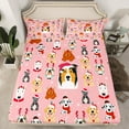 thumbnail image 2 of Feelyou Pink Cartoon Dog Twin Sheet Sets for Teen, Cute Christmas Animal Twin Fitted Sheet, Santa Claus Hat Flat Sheet, Breathable Home Decor, 3-Piece, 2 of 7