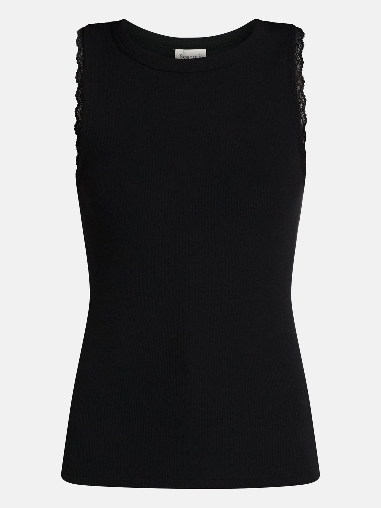 Scenario Women's Ribbed Tank Top with Lace Trim, Sizes XS-XXXL