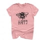 thumbnail image 1 of Bee Print Casual Ladies manga corta T Tops Spot Irfora Pink S, 1 of 4