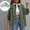 Army Green, variant on Women’s Distressed Denim Jacket with Detachable Hood, Casual Button Down Long Sleeve Jean Coat, Frayed Hem Distressed Retro Outerwear, Army Green L