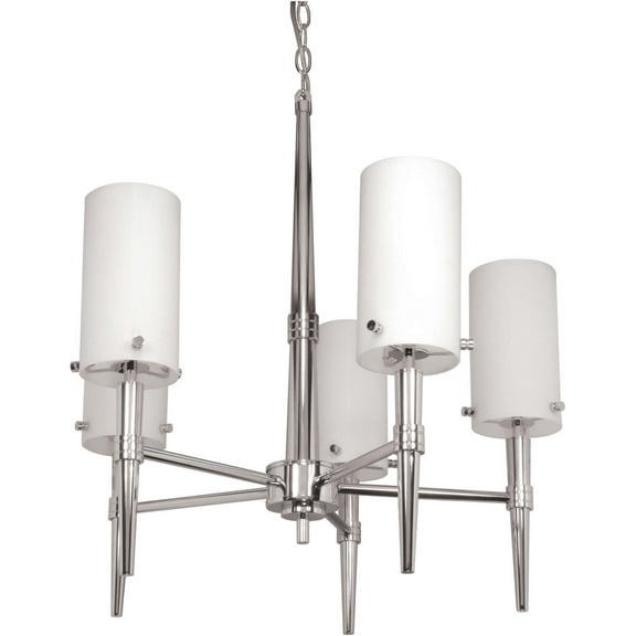 Nuvo 60/1066 Jet Chandeliers 24in Polished Chrome White Opal 5-light