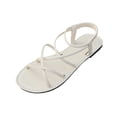 thumbnail image 2 of Gealkoca Women's Strappy Flat Sandals Dressy Solid Color Open Toe Ankle Strap Summer Beach Vacation Shoes Women's Criss Cross Strappy Sandals, 2 of 9