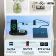 thumbnail image 2 of Afuhokles Tall Nightstand with Charging Station and LED Lights, Night Stand with Bookshelf,Bedside Table with Drawers, White, 2 of 9