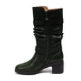 thumbnail image 3 of FSJ Women Casual Round Closed Toe Mid Calf Boots Chunky Low Heel Double Metal Buckle Strap Side Zipper Fashion Mid Knee High Shoes Size 13 Green, 3 of 4