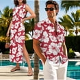 thumbnail image 5 of Yuyamidu Matching Outfits for Couples Hibiscus Dress Women Summer Maxi Dress Men's Button Down Shirts Sleeveless Crew Neck Loose Split Wrinkle-Free Beach Travel Vacation Long Sundress Red Men's L, 5 of 7