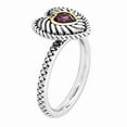 thumbnail image 3 of 925 Sterling Silver & Real 14kt Stackable Expressions Rhod. Garnet Antiqued Ring Size: 8; for Adults and Teens; for Women and Men, 3 of 4