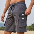 thumbnail image 6 of Cllios Elastic Waist Cargo Shorts for Men Below the Knee Summer Outdoor Workout Shorts Drawstring Running Travel Gym Shorts with Multi Pockets, 6 of 7