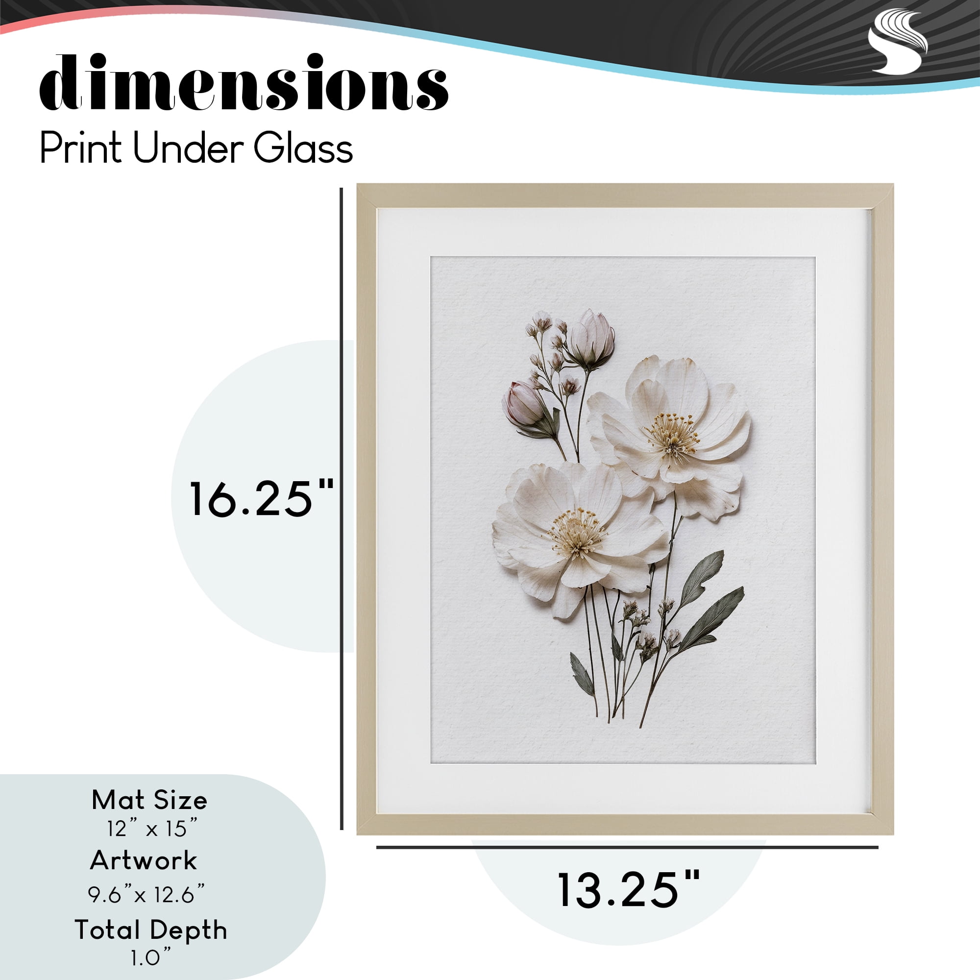 Elegant Pressed Flowers Birch Framed Print Under Glass, design by Lettered and Lined