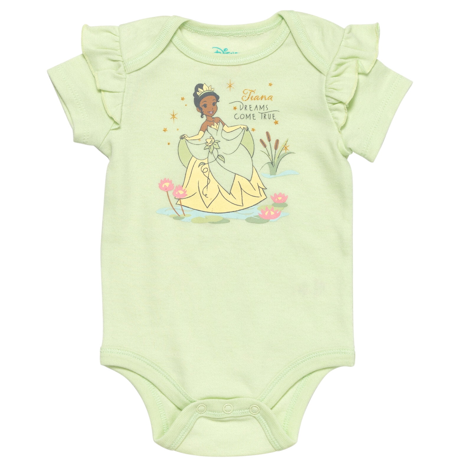 Disney Princess Tiana Bodysuit French Terry Bubble Shorts and Headband 3 Piece Outfit Set Newborn to Infant
