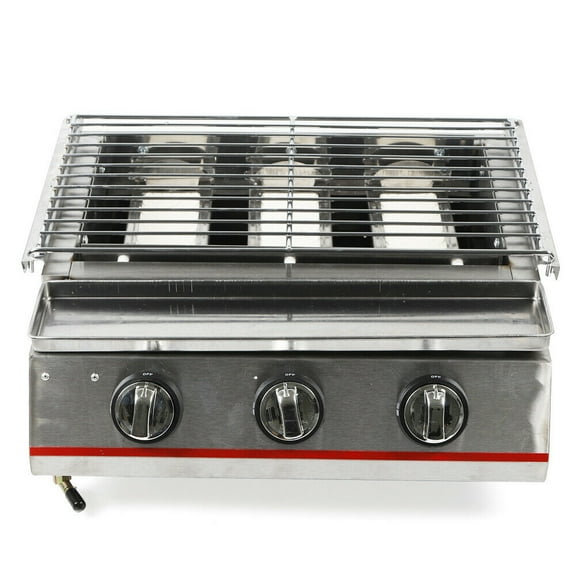 Elevated Portable 3-Burner Silver Propane Gas Grill