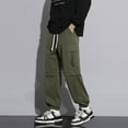 thumbnail image 5 of YUELONGHU Adult Men Casual Pants Mens Casual Pants Stretch Waist Mens Cargo Pants Ide Pockets Hop Joggers Japanese Streetwear Trousers Overalls Trend Pants, 5 of 9
