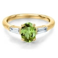 thumbnail image 3 of Gem Stone King 10K Yellow Gold Green Peridot and Lab Grown Diamond Engagement Ring for Women | 1.72 Cttw | Oval 8X6MM | Gemstone August Birthstone | Size 5, 3 of 6