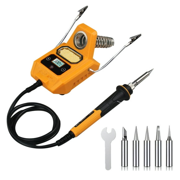 JIAHAOO Cordless Soldering Iron Station Compatible with Battery Digital Display Adjustable Temperature with 2 Auxiliary Helpers