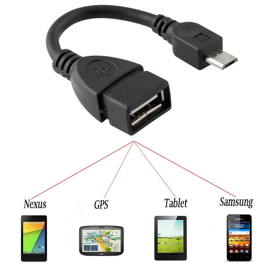 etiket Opdage fantastisk OTG Cable for Android Male Micro USB to USB A-Female, USB OTG Cable On The  Go Adaptor for Samsung Sony, Android Smartphone Tablet - Walmart.com