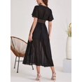 thumbnail image 2 of Inadays Swimsuit Cover Up for Women Sexy V Neck Chiffon Beach Bathing Suit Cover Up Tie Waist Guipure Lace Insert Kimono Swim Bikini Coverup for Seaside Beach Pool, Black, 2 of 10
