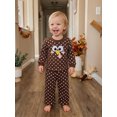 thumbnail image 3 of Cjfdfy Toddler Baby Girl Thanksgiving Outfit Little Turkey Embroidery Long Sleeve Dot Waffle Knit Tops Pants Set Little Baby Cute My First Thanksgiving Fall Winter Outfit, 3 of 9