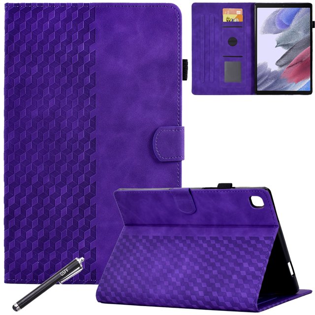 GSFY Case for Galaxy Tab A7 Lite 8.7 inch 2021, PU Leather Wallet Stand Protective Shell with Stylus Holder for Samsung Galaxy Tab A7 Lite 8.7 2021 Tablet SM-T220/T225/T227, Purple Blocks